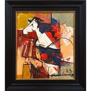 Mashkoor Raza, 12 x 14 Inch, Oil on Canvas, Horse Painting, AC-MR-662